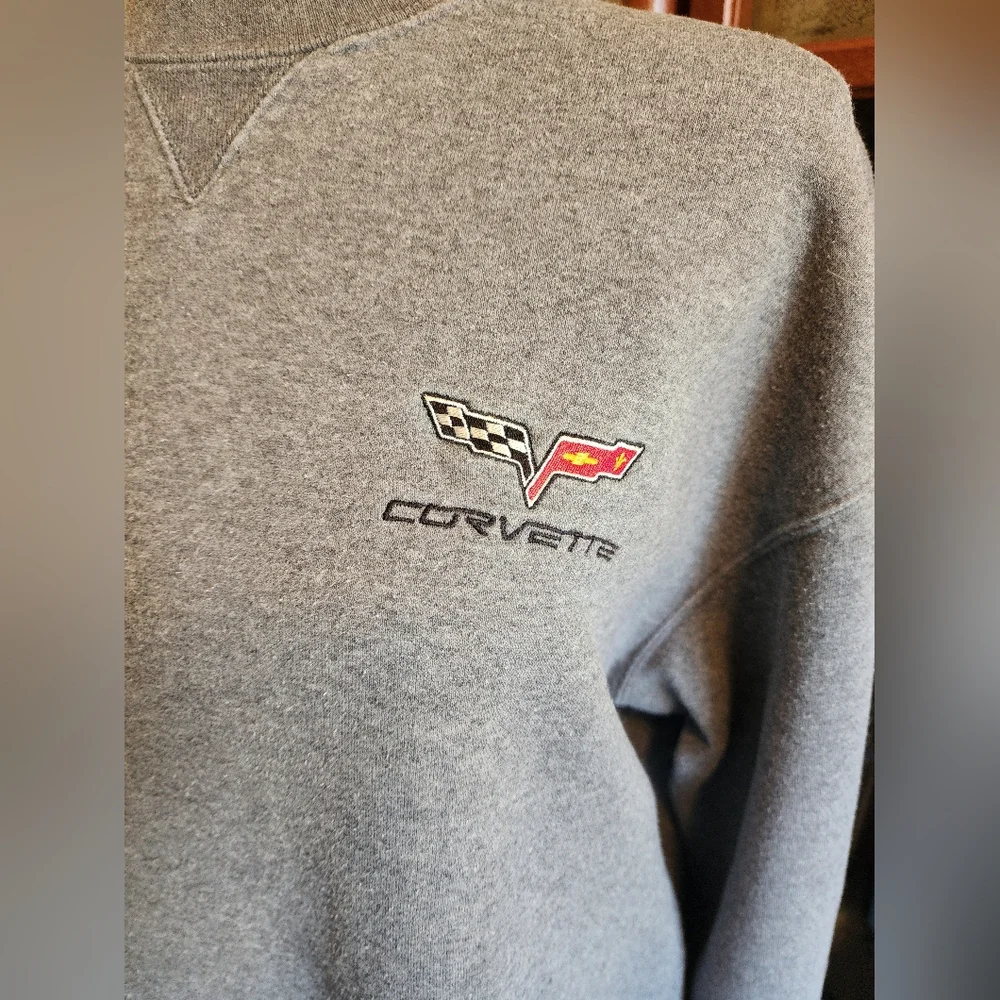 Big Cotton grey men's sweatshirt, corvette emblem, size medium